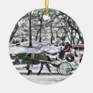 Horse Drawn Carriage in New York City Keramikornament