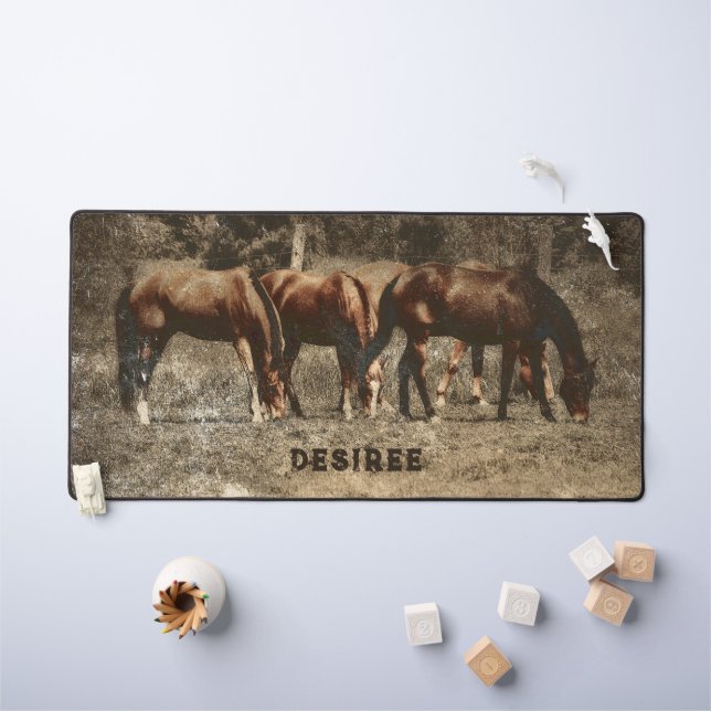 Horse Farm Vintage Country Rustic Western Schreibtischunterlage (Kindertisch)