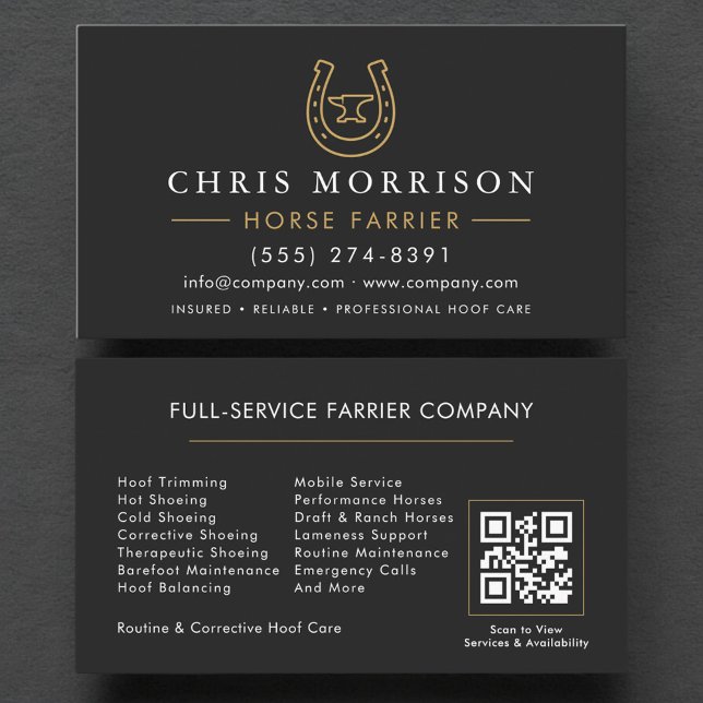 Horse Farrier Blacksmith QR Code Visitenkarte (Von Creator hochgeladen)