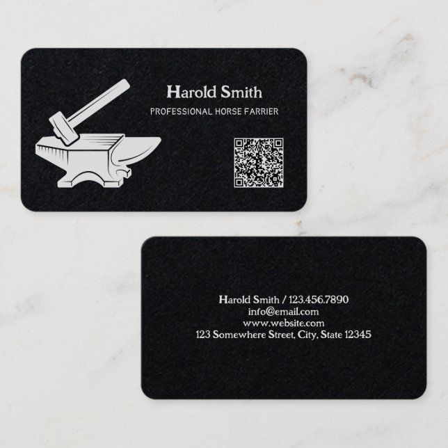 Horse Farrier Premium QR Carte de visite (Devant / Derrière)
