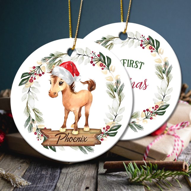 Horse first Christmas horse lover Ceramic Ornament (Horse first Christmas horse lover Ceramic Ornament)