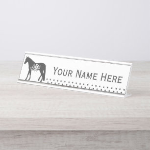 Horse floral itinérant Plaque de nom personnalisa