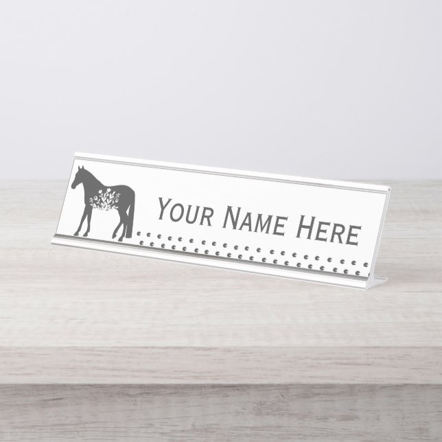 Horse floral itinérant Plaque de nom personnalisab (Devant)