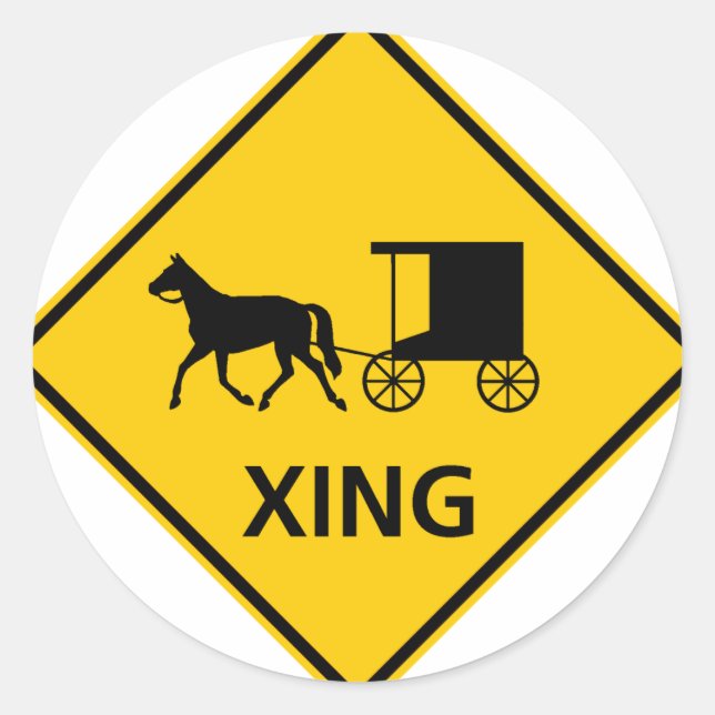 Horse-gezeichnet Autobahnzeichen Runder Aufkleber (Vorderseite)
