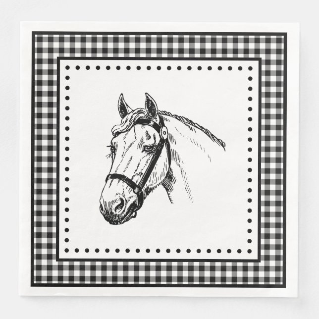 Horse Gingham Serviette (Vorderseite)