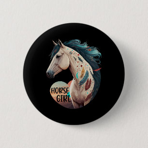 Horse Girl Bohemisch Reiten Button