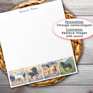 Horse Girl Colorful Ihre Fotos Personalisiert Link Notizblock