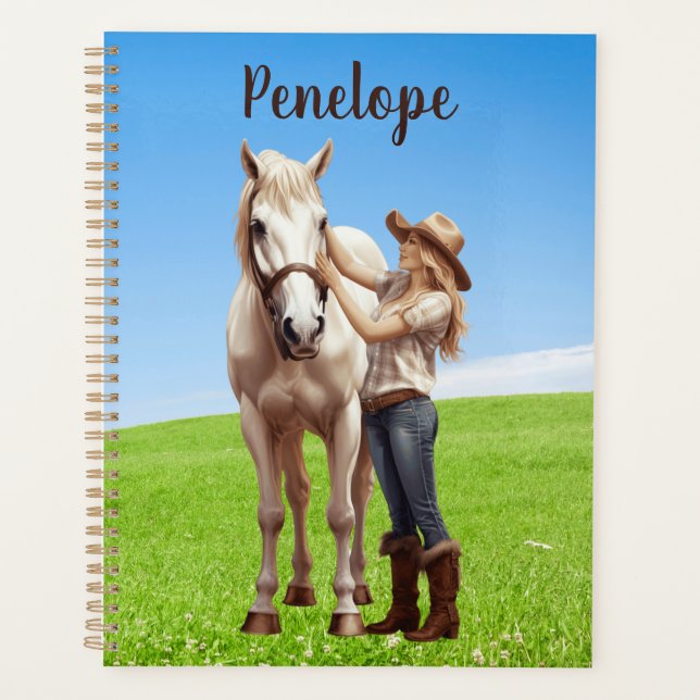 Horse Girl Horseback équitation Meadow Personnalis (Devant)