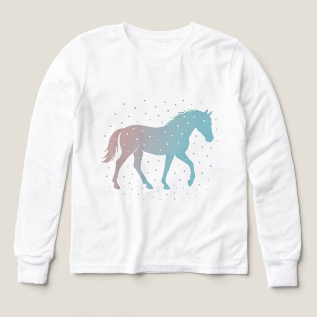 Horse Girl Long Sleeve Shirt – Winter Snow Horse (Design Vorderseite)