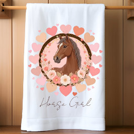 Horse Girl Valentine Geschirrtuch