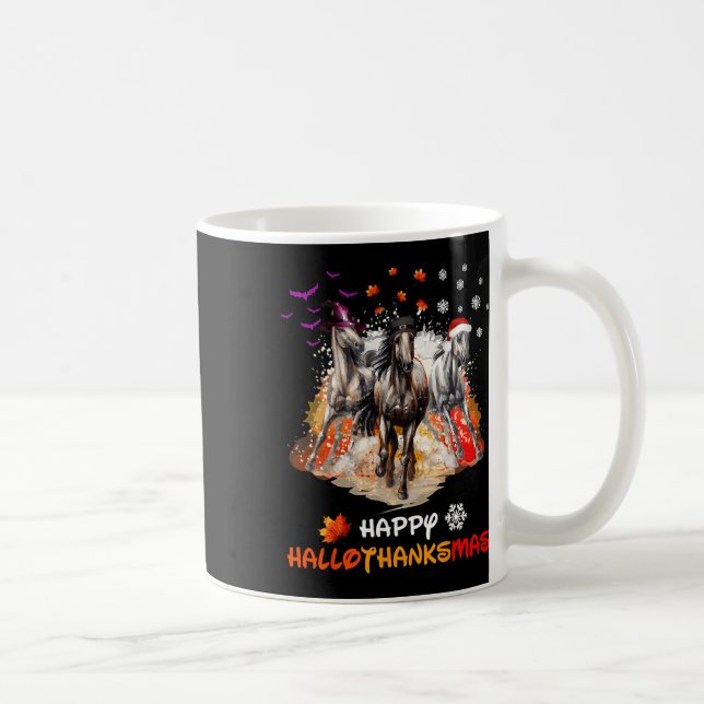 Horse Halloween And Merry Christmas Happy Hallotha Kaffeetasse (Rechts)