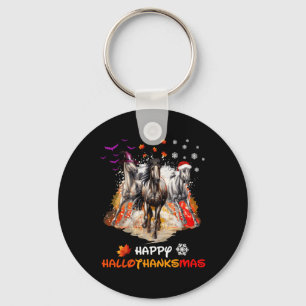 Horse Halloween und frohe Weihnachten Frohe Hallot Schlüsselanhänger
