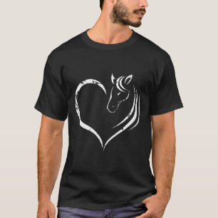 Horse Head Inside Heart Ladys Girls Teens K T-Shirt