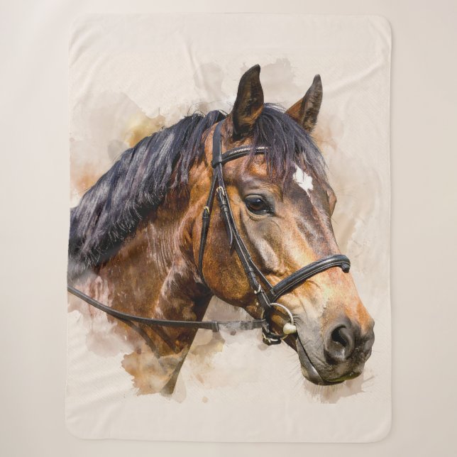 Horse Head Sherpa Blanket Sherpadecke (Vorderseite)
