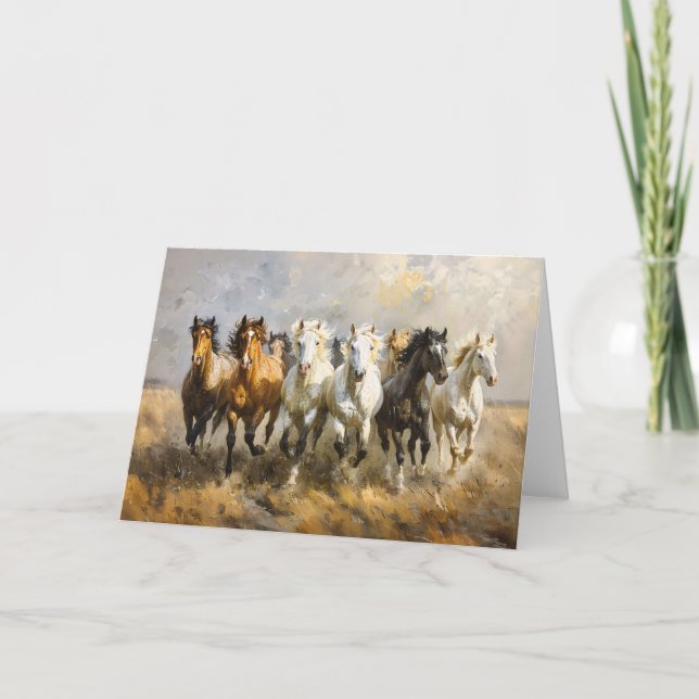 Horse Herd Galloping Mustang Peinture Blanc (Devant)