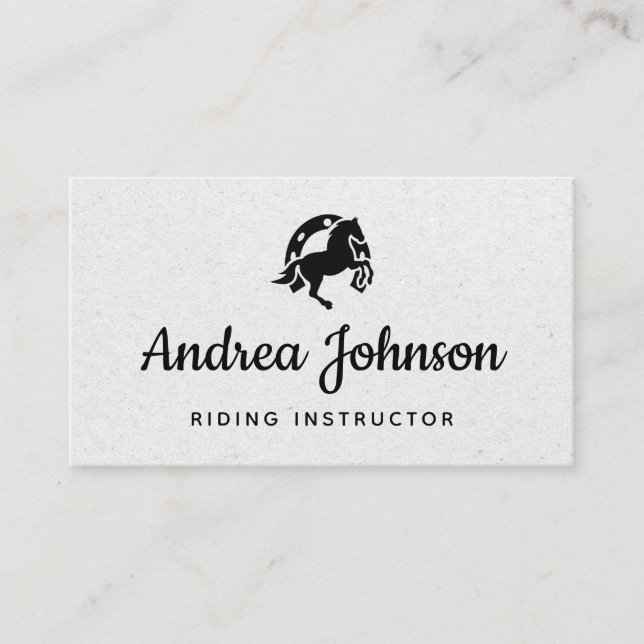 Horse Horseshoe Gray Kraft Paper Riding Instructor Visitenkarte (Vorderseite)