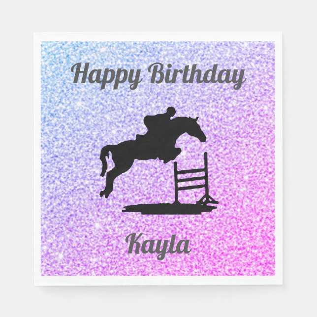 Horse Hunter Jumper Birthday Paper Napkins Serviette (Vorderseite)