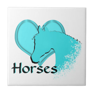 Horse III (aqua) Fliese
