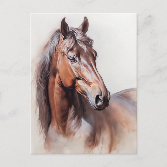 Horse Illustration Braunes Pferd Postkreuzung Postkarte (Vorderseite)