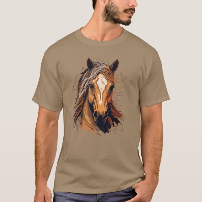 Horse Illustration lustig T-Shirt (Vorderseite)