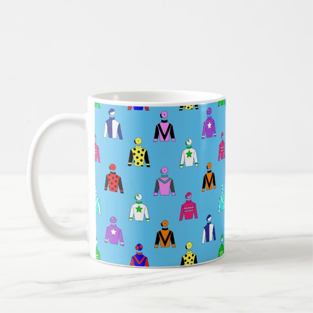 Horse Jockey Silks Muster auf Blue Kaffeetasse (Links)