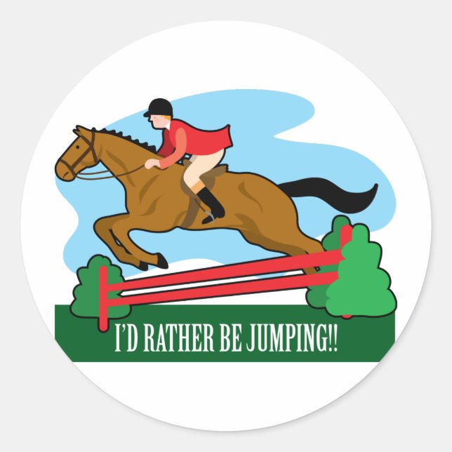 Horse Jump Runder Aufkleber (Vorderseite)