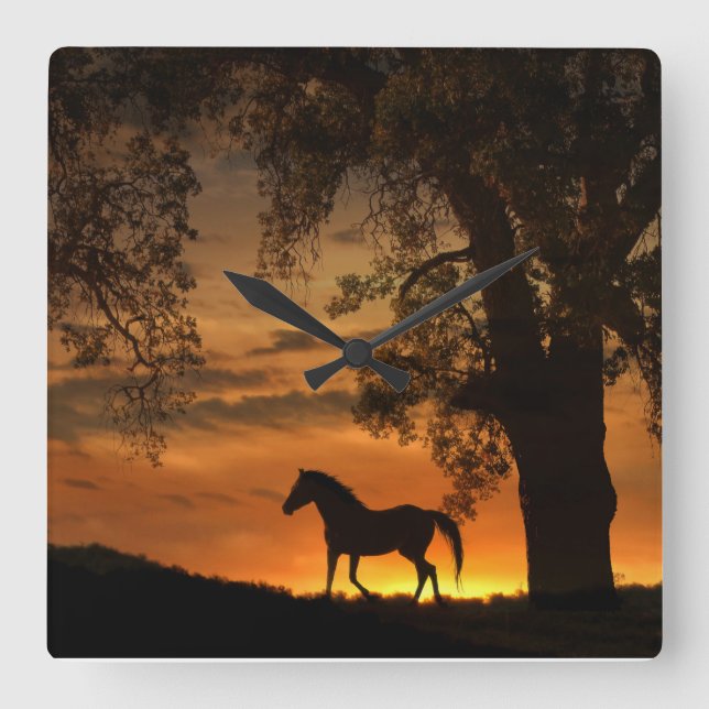 Horse Lover’s Clock Quadratische Wanduhr (Vorderseite)