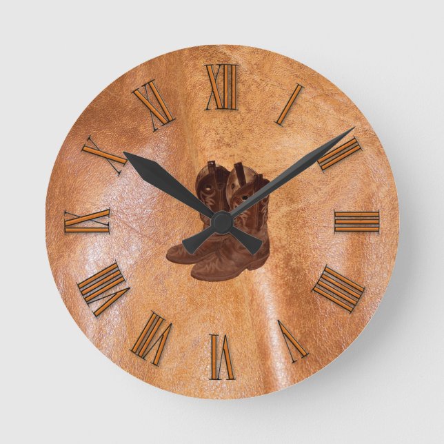 Horse-lovers Western Theme Cowboy Designer Gift Runde Wanduhr (Vorderseite)