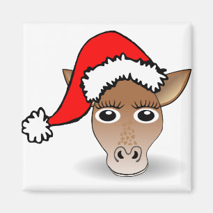 Horse Mule Pony Animal Christmas Weihnachtsmann Ha Magnet