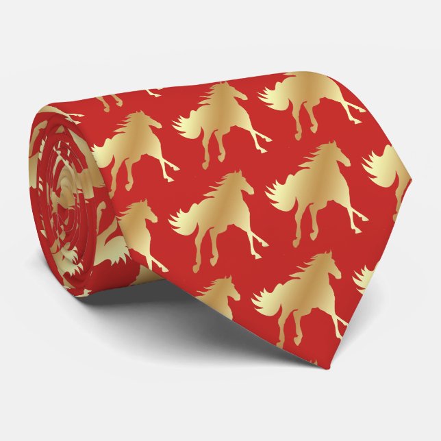 Horse Mustang Team Mascot Football Necktie Krawatte (Gerollt)