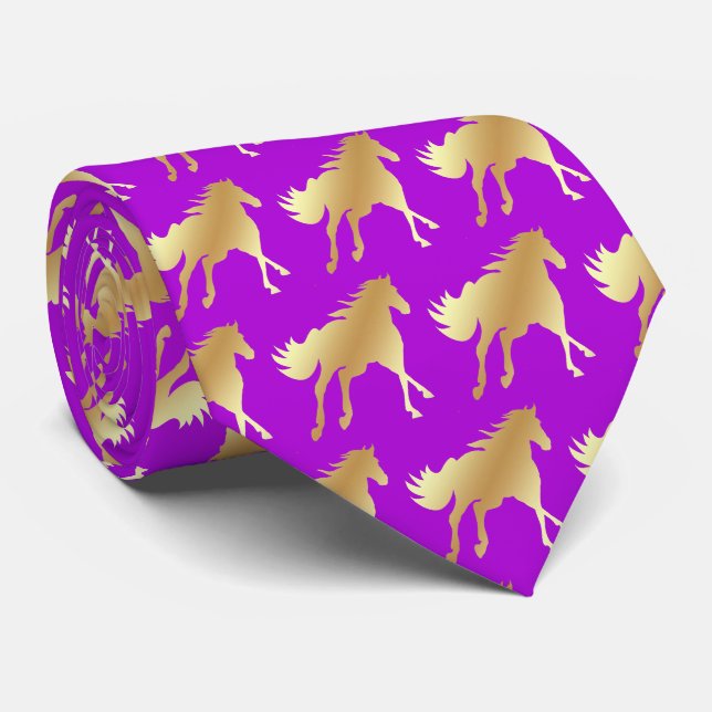 Horse Mustang Team Mascot Football Necktie Krawatte (Gerollt)