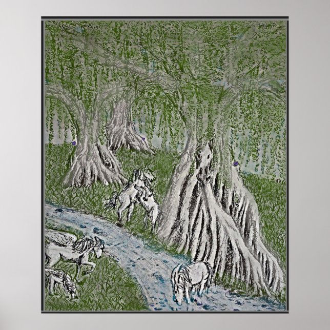 Horse Myth Colored Print, Poster (Vorne)