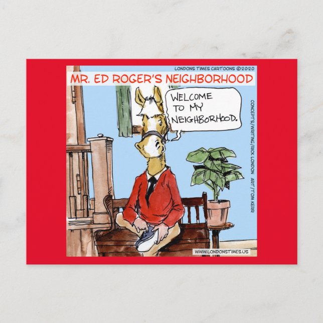 Horse Neigh-borhood Funny Rick London Comic Postkarte (Vorderseite)