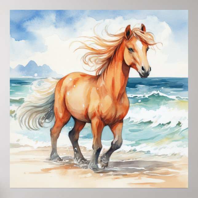 Horse on Beach Poster (Vorne)