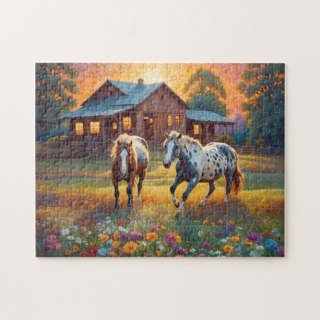 Horse on Farm Wildflower Meadow (Horizontal)