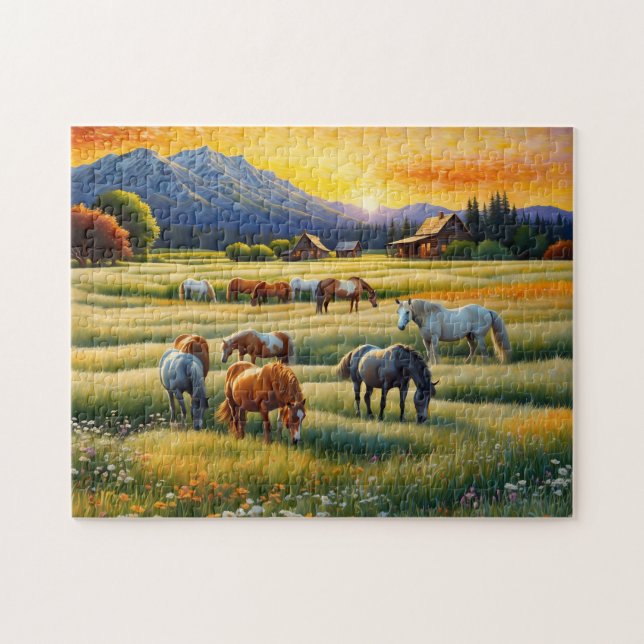 Horse on Farm Wildflower Meadow (Horizontal)