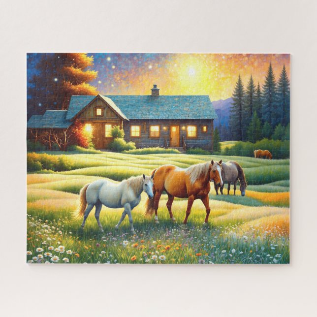 Horse on Farm Wildflower Meadow (Horizontal)
