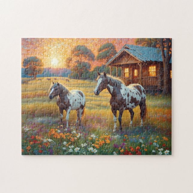 Horse on Farm Wildflower Meadow (Horizontal)