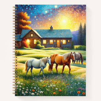 Horse on Farm Wildflower Meadow Notizbuch