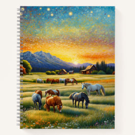 Horse on Farm Wildflower Meadow Notizbuch