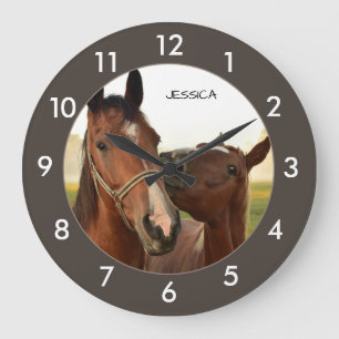 Horse Personalized Large Clock Große Wanduhr