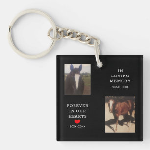 Horse Pet Memorial Coeur rouge Deux photos Customi