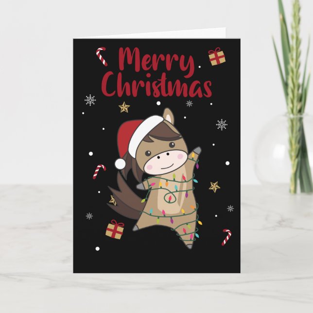 Horse Pony Christmas Snow Winter Animals Horses Ca Karte (Vorderseite)