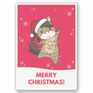 Horse Pony Christmas Snow Winter Animals Horses St Aufkleber