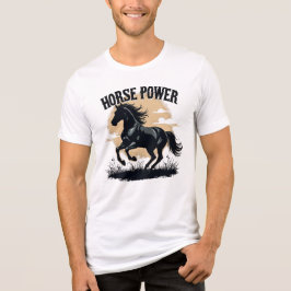 Horse Power Black Stallion Running Western Rustic Tri-Blend Shirt
