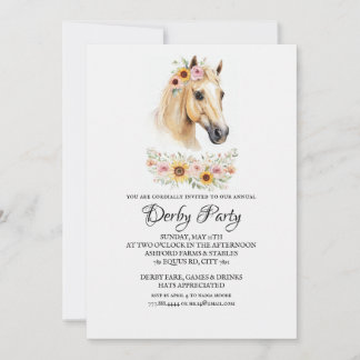 Horse Racing Floral Derby Day Party Invitation Einladung