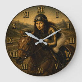 Horse Racing Funny Mona Lisa Jockey Gift Große Wanduhr