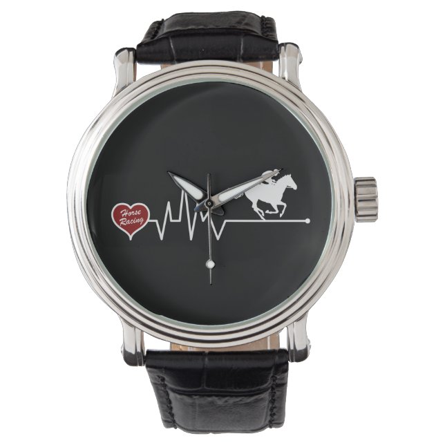 Horse Racing heartbeat EKG red heart Armbanduhr (Vorderseite)