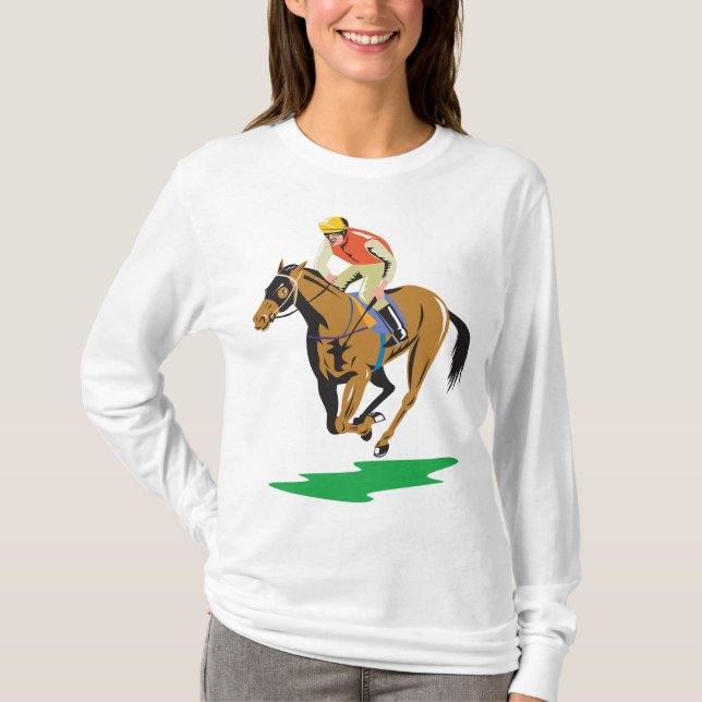 Horse Racing Jockey Galloping T-Shirt (Vorderseite)