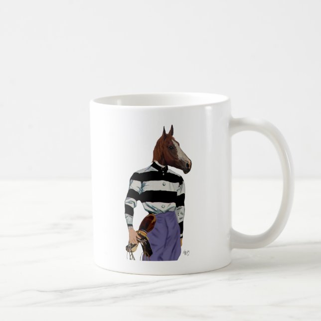 Horse Racing Jockey Portrait Kaffeetasse (Rechts)